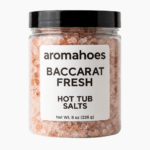 Aromahoes Baccarat Fresh luxury hot tub aromatherapy salts - 8oz sophisticated mineral soak, filter-safe and equipment-friendly for home spas.