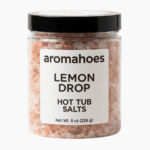 Aromahoes Lemon Drop hot tub aromatherapy salts - 8oz refreshing citrus mineral soak, filter-safe for home spas and hot tubs.